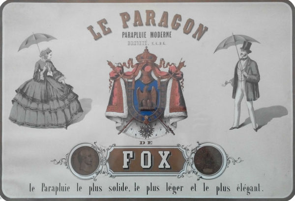 Réclame pour le “Paragon”, un parapluie moderne au XIXe siècle